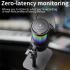 JMARY MC-PW13 Zero Latency Monitor Mic RGB Light Plug and Play Desktop Microphone - Black